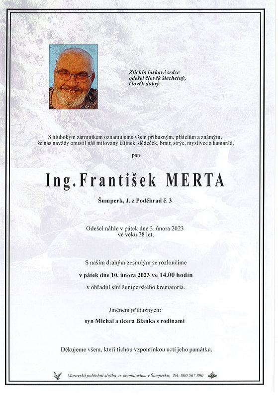 Opustil nás pan Ing. František Merta