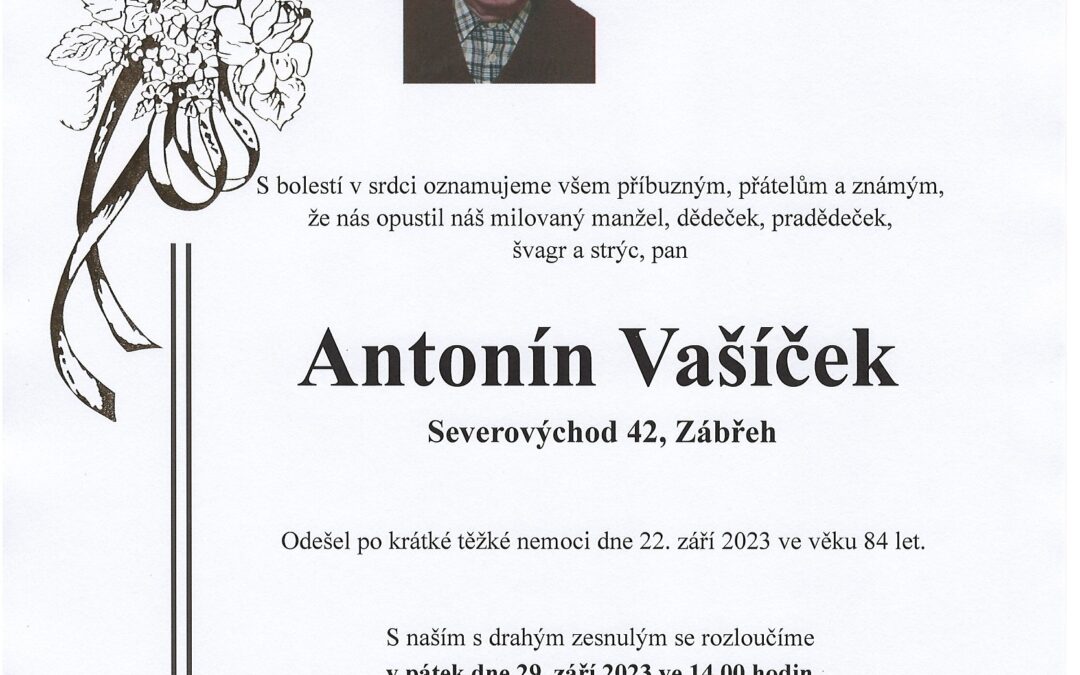 Zemřel pan Antonín Vašíček