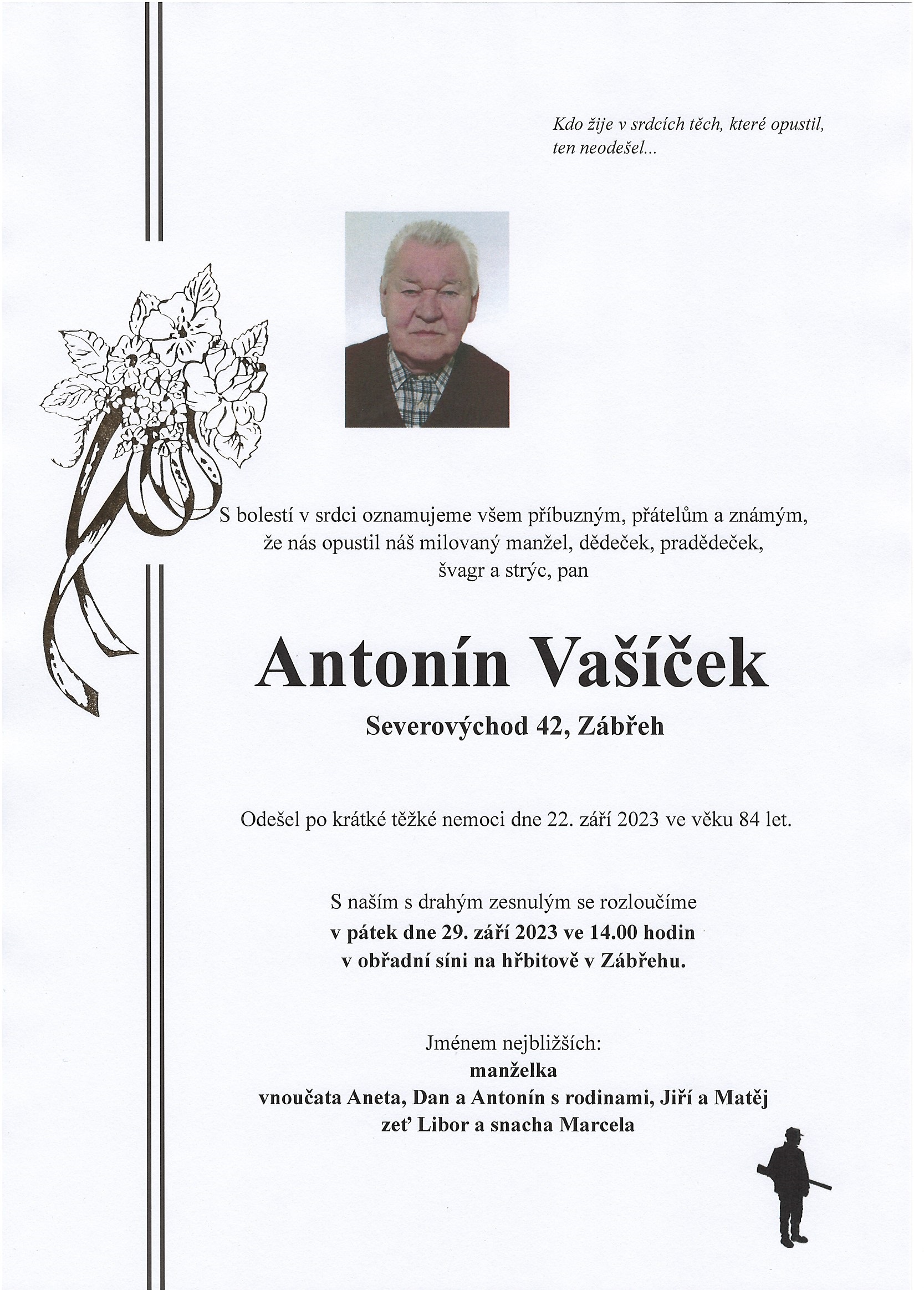 Zemřel pan Antonín Vašíček