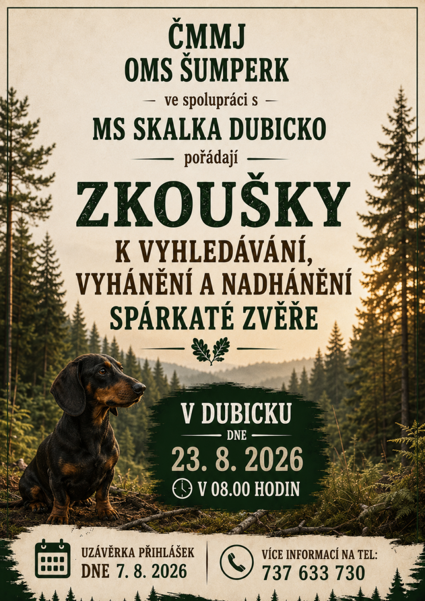 Pozvánka na zkoušky ZVVZ Dubicko