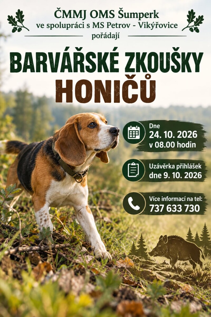 BARVÁŘSKÉ ZKOUŠKY HONIČŮ- STÁLE SE MŮŽETE PŘIHLÁSIT